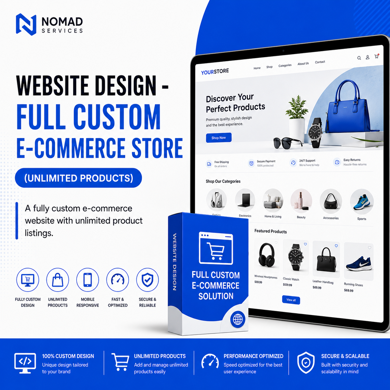 Website Design - Full Custom E-commerce Store (Unlimited Products)