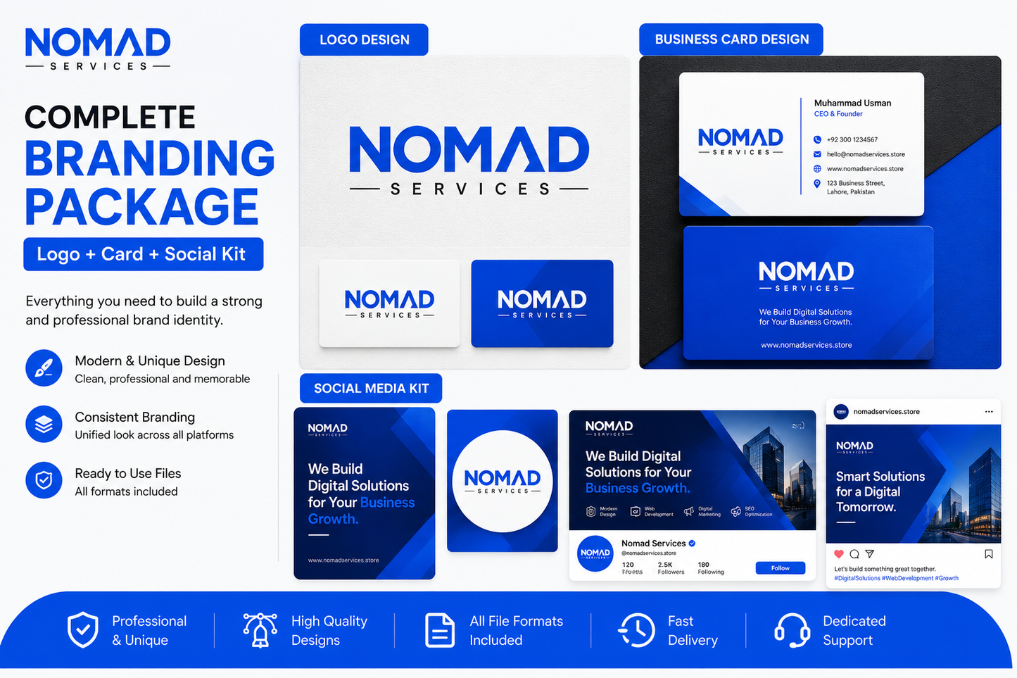 Complete Branding Package (Logo + Card + Social Kit)