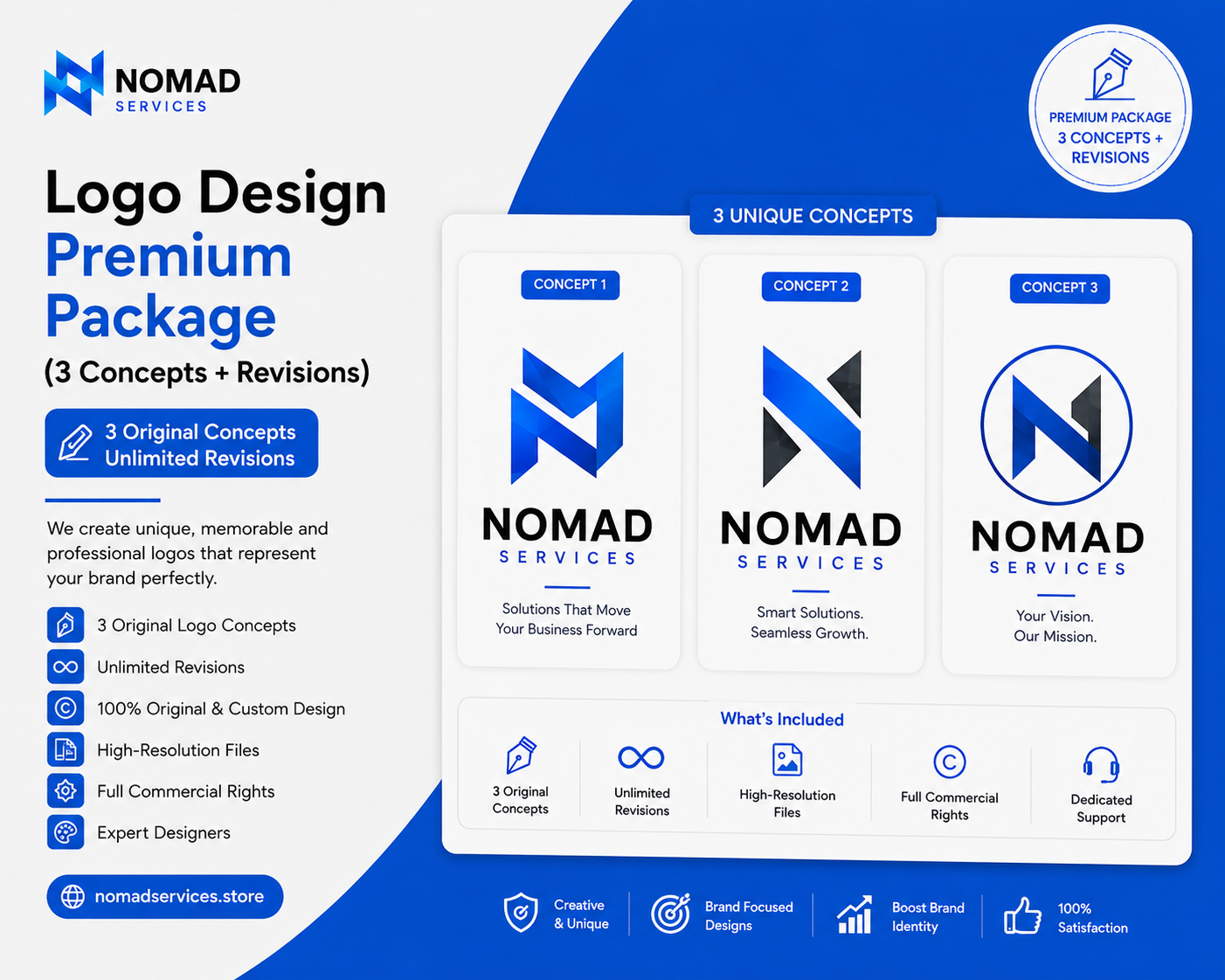 Logo Design - Premium Package (3 Concepts + Revisions)