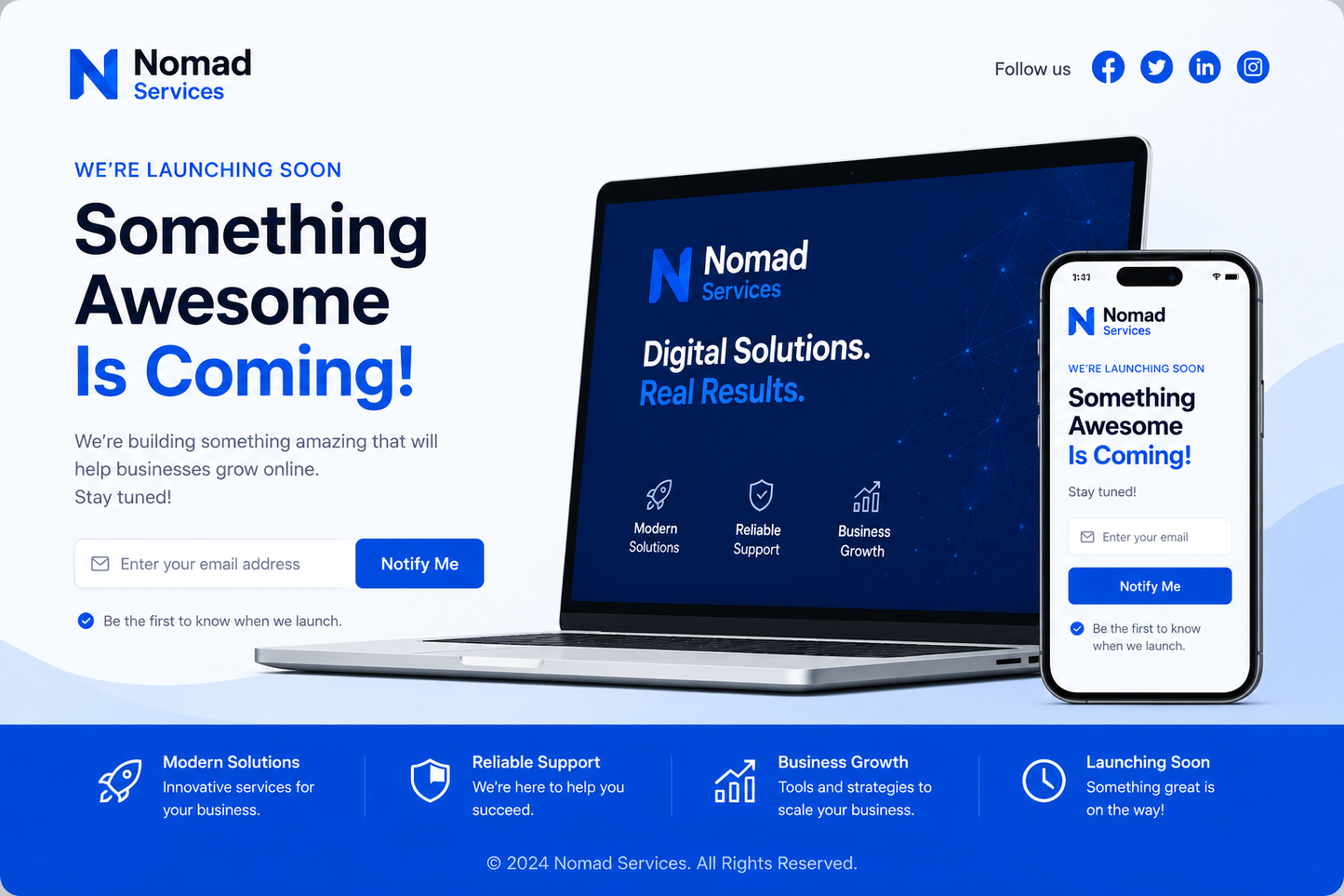 Website Design - One Page Coming Soon Site